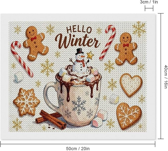 Diamond Painting Kits for Adults - Hello Winter Ice Cream & Gingerbread Snowflakes & Candles Painting DIY 5D Full Drill Diamond Dots Paintings with Diamonds Gem Art And Crafts Home Decor 16"x20"