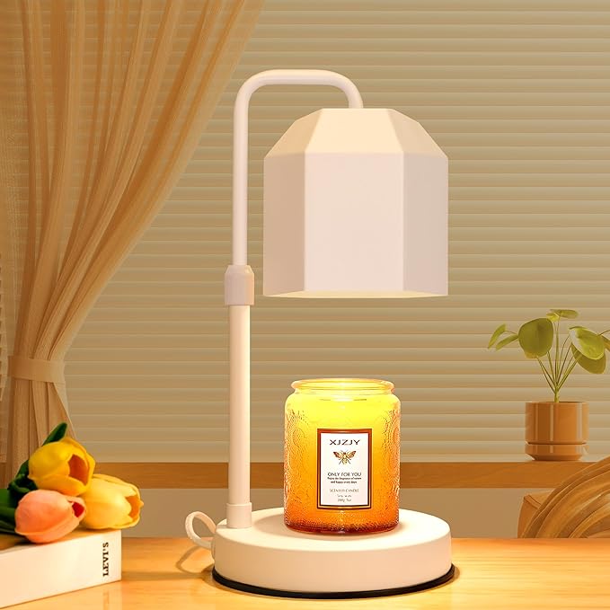XJZJY Candle Warmer Lamp with Timer Dimmer,Adjustable Height Candle Warmer,Candle lamp for Scented Wax Jar Candles,Gifts for Mom Women, House Warming Gifts for New Home Bedroom Decor,White