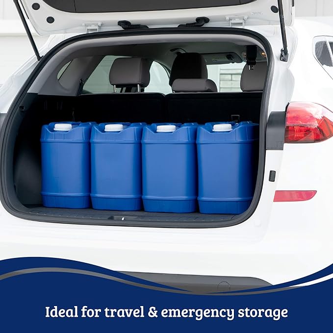 5-Gallon Stackable Water Storage Containers with Lids, Emergency Water Storage Kit Including Spigots and Water Preserver Bottles, 100 Gallons