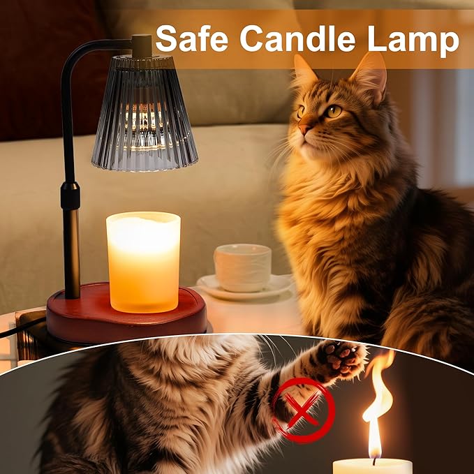 Black Candle Warmer Lamp with Timer, Birthday Gifts for Women Mom, Height Adjustable for Jar Candles, House Warming Gifts & Office Dorm Vintage Room Home Decor, Wax Warmer Lamp