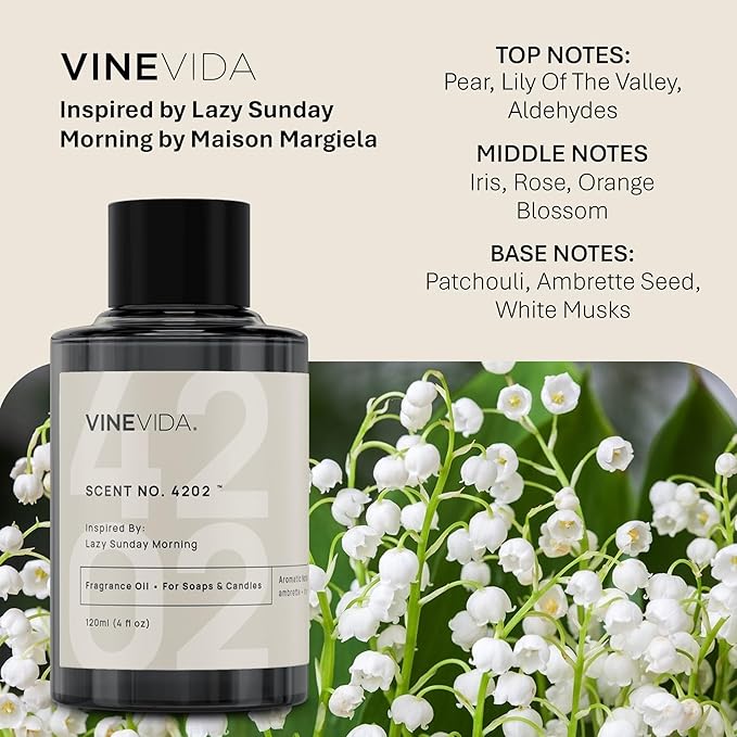VINEVIDA [120 Ml] Scent NO. 4202 Inspired by Lazy Sunday Morning | Premium Fragrance Oil for Candle Making & Soap Making | Candle Scents for Soy Wax | Scented Oils for Car Freshies & Bath Products