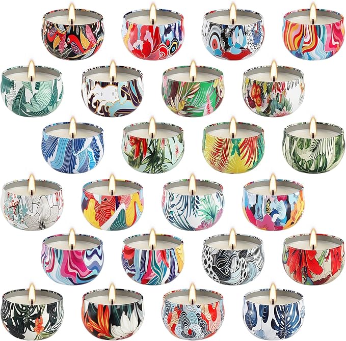 24Pack Scented Candles, Soy Wax Travel Tin Jar Candles, Aromatherapy Candles for Home 2.5 OZ for Mom for Christmas, Birthday, Thanksgiving, Mother's Day, Valentine's Day