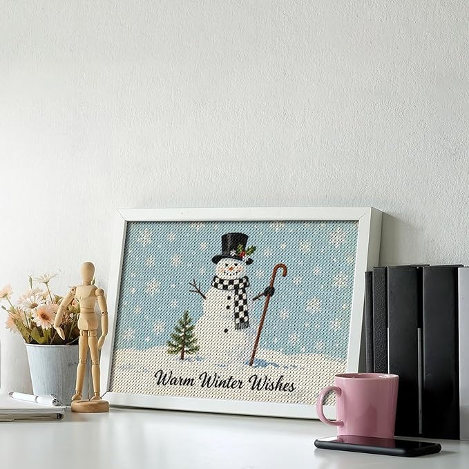 AIVKIEJK Diamond Painting Kits for Adults - Christmas Festive Winter Snowman Warm Winter Wishes Painting DIY 5D Full Drill Diamond Dots Paintings with Diamonds Gem Art and Crafts Home Decor 8"x12"