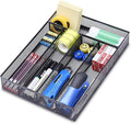 WuGeShop Office Desk Drawer Organizer, 5 Compartments Mesh Drawer Organizer Tray for Storage Art Supplies, Stationery, Black