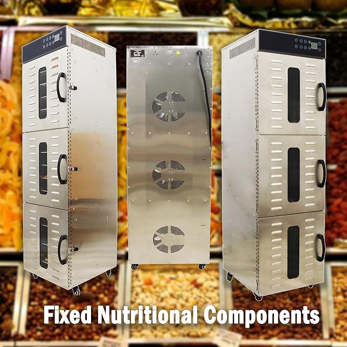 Fruit Dryer Machine Commercial Food Dehydrator 36 Trays for Drying Stainless Steel 2400W Adjustable Temperature 30-90 ℃ 110V