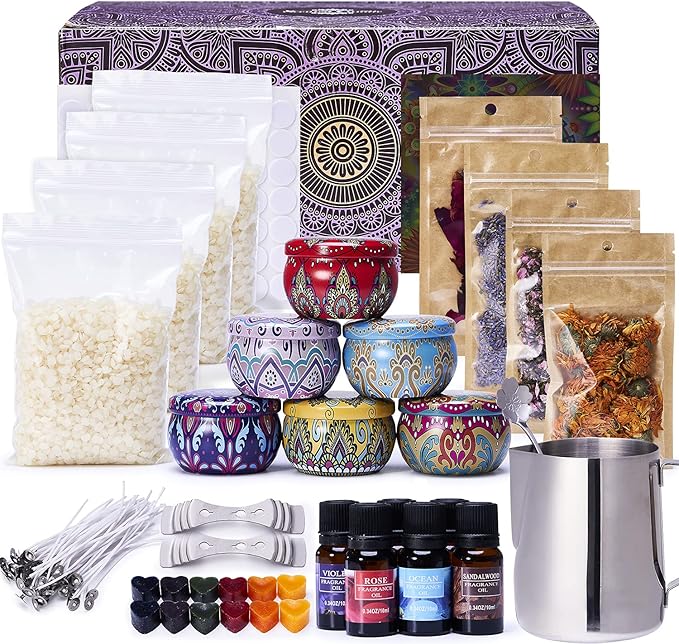 Lucky Goddness Candle Making Kit, Candle Making Supplies with Soy Wax for Candle Making Beginners