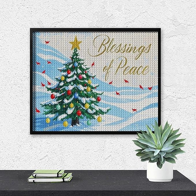 Diamond Painting Kits for Adults - Christmas Snowy Pine & Inspirational Blessings of Peace Painting DIY 5D Full Drill Diamond Dots Paintings with Diamonds Gem Art And Crafts Home Decor 16"x20"