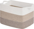 Goodpick Large Storage Basket, 18"x14"x12" Cotton Rope Organizer for Blankets, Toy Baskets Storage Kids, Rectangle Woven Basket for Living Room, Bedroom, Gradient Brown