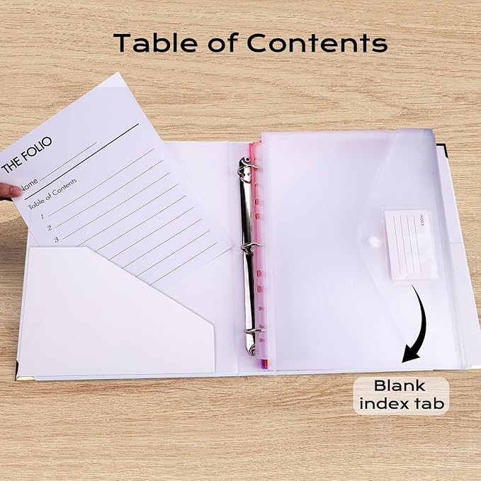 XKDOUS Aesthetic Document Organizer Linen Folio Folders with Pockets, 3-Ring Accordion Storage Binders Expanding File Folder for Important Papers, Documents and Files