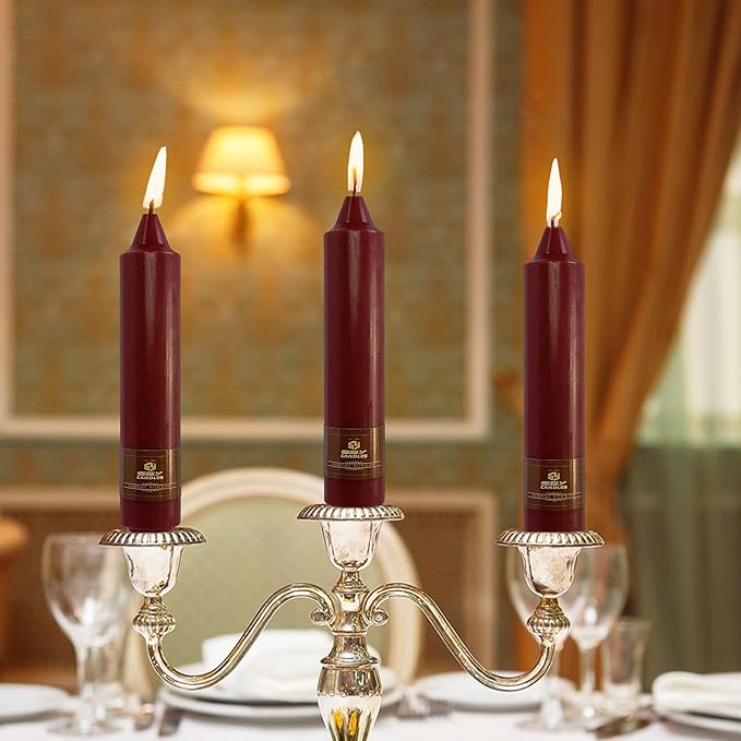 Red Taper Candles Unscented Tapered Candlesticks 7 Inch Dinner Candle 4 PCS Smokeless Candle for Christmas Household Wedding Home Decor