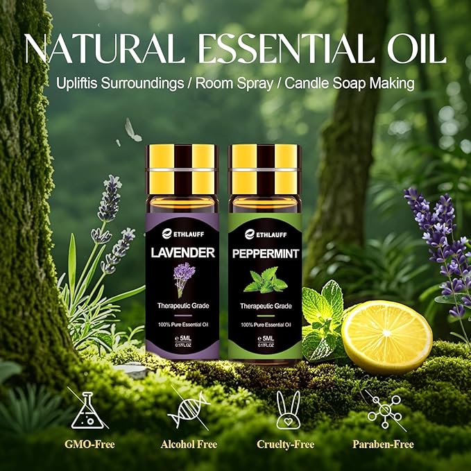 12 pcs Essential Oils Set, Pure Essential Oil for Diffuser, Humidifiers, Skin Care, Massage, Fragrance Oil Scent for DIY Candle and Soap Making, Gift for Friend