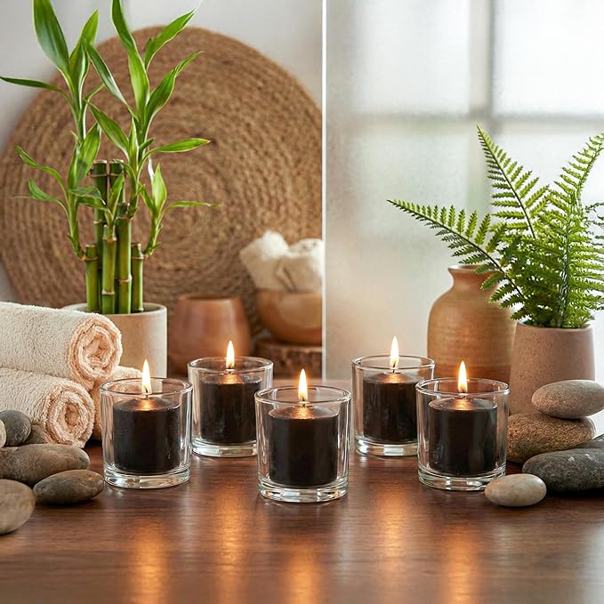 Votive Candles Unscented Candles for Wedding Centerpieces Black, Pack of 72 Dripless Wax for Parties, Aromatherapy, Devotional, Home Décor, Spas & Holiday Gifts – Royal Imports