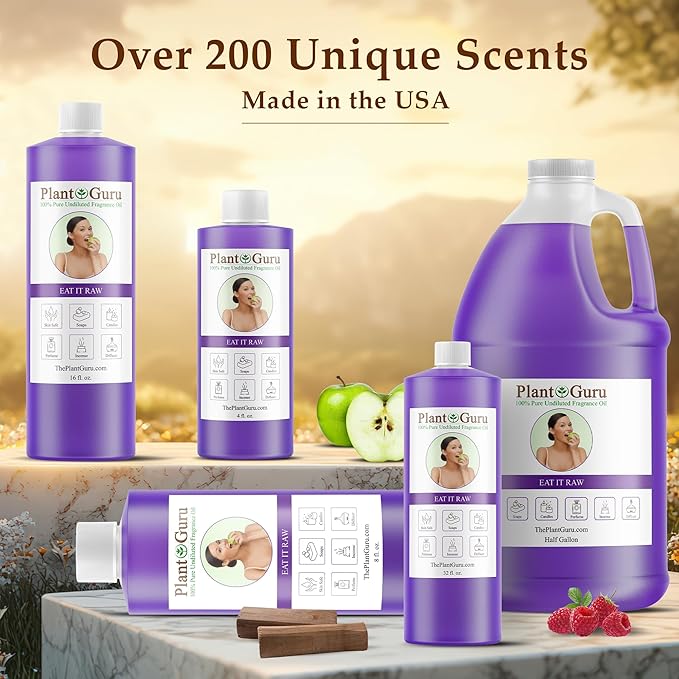 Eat It Raw Fragrance Oil 4 fl. oz. Scented Oil for DIY Soap Making, Candles, Bath Bombs, Body Butters. Used in Aromatherapy Diffusers, Burners and Warmers. Great Addition to Lotions and Creams.