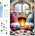 Bowetile Christmas Paint by Numbers for Adults Beginners Framed, Gnome Adults' Paint-by-Number Kits, Adult Paint by Number Kits on Canvas, Acrylic Number Painting for Home Decor, 8x12in