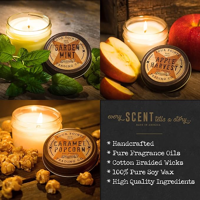 Motor Oil Scented 4 Oz Soy Aromatherapy Candle w/Jar - Four Points Trading Co.