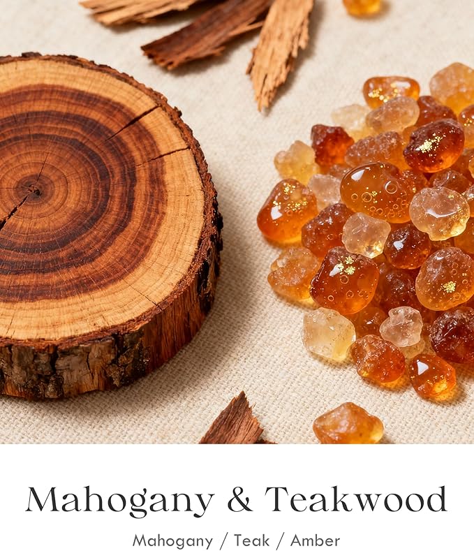 AOOVOO Mahogany Teakwood Candles for Men - 3 Wick 12oz Large Scented Candle, Long Lasting Soy Candles for Home Scented, Strong Fragranced Masculine Black Candle Gift for Women & Men