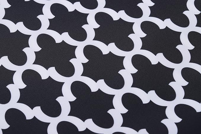 Mybecca Canvas Oxford Fabric Marine Waterproof Outdoor Awning 600 Denier Moroccan Ogee Pattern Black/White (Cut Separate by Yard for Prime Orders-1 Yard) (60"x36")