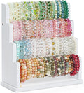Emfogo Bracelet Holder, 4 Tier Bracelet Organizer Storage for Bracelets Bangles Watch Scrunchies, Rustic Wood Jewelry Organizer Display for Home, Vendors, Craft Shows and Store(White)