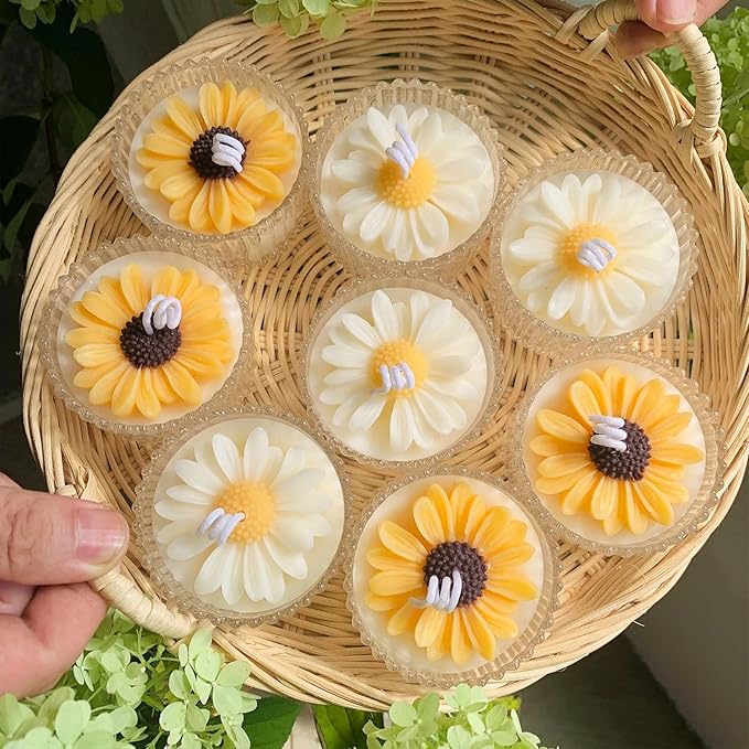 MGLIFEUL 2Pcs Flower Daisy Valentine Silicone Candle Making molds Silicone Flower Shapes Candle Wax Mold for Candles Making florally moldes de silicona para velas molde para velas de silicona