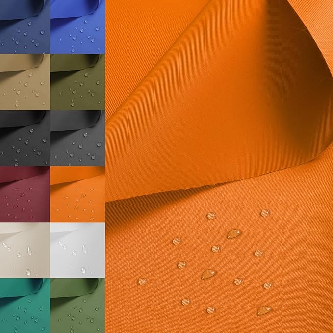 Nylon Fabric, 58"W 420D Waterproof Fabric 1 Yard Ripstop Nylon Material Outdoor Upholstery Twill Sewing Material for Patio Chair, Lining, Cushion, Purse, Tote Bag, Tent, Tarp Cover, DIY Project Orange