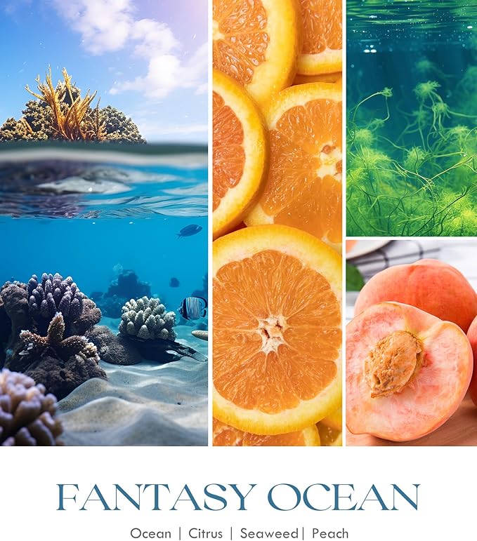 AOOVOO Fantasy Ocean Odor Eliminating Highly Fragranced Candle - Eliminates 95% of Pet, Smoke, Food, and Other Smells Quickly, Non Toxic Air Freshing Soy Candle, 9 oz Up to 50 Hours Burn time