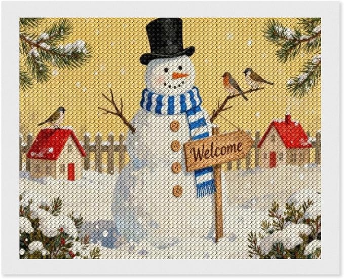 AIVKIEJK Diamond Painting Kits for Adults - Christmas Welcome Snowman Winter Christmas Painting DIY 5D Full Drill Diamond Dots Paintings with Diamonds Gem Art and Crafts Home Decor 16"x20"