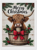 AIVKIEJK Diamond Painting Kits for Adults - Highland Cow Merry Christmas Painting DIY 5D Full Drill Diamond Dots Paintings with Diamonds Gem Art and Crafts Home Decor 12"x16"