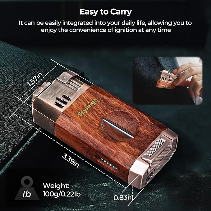 Torch Lighter, All-in-one Windproof Lighter with Tool, Holder, Dual Jet Flames, Refillable Butane Lighter for Candle, Travel, Multifunctional Accessories, Gifts for Men(Butane not Included)