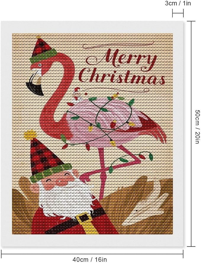AIVKIEJK Diamond Painting Kits for Adults - Festive Flamingo Christmas Santa Hat Painting DIY 5D Full Drill Diamond Dots Paintings with Diamonds Gem Art and Crafts Home Decor 16"x20"