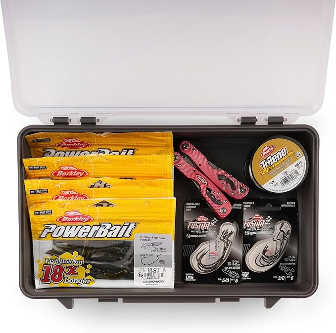 Plano StowAway 3700 Deep Open Stow Tackle Box, with Corrosion-Preventive Rustricor, Single Latch Design, Transparent DuraView Lid, Stackable Storage for Fishing Bait, Lures and Gear