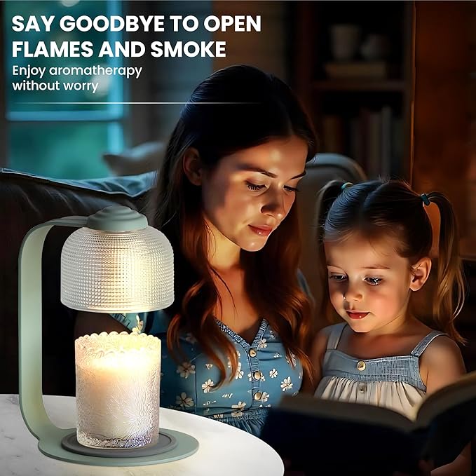 Candle Warmer Lamp with Timer - 4.92'' Dimmable Candle Lamp Warmer, Christmas Birthday Gift for Women & House Warming with Flameless Fragrance, Room Decor Green Lamp Warmer for Mom Gifts