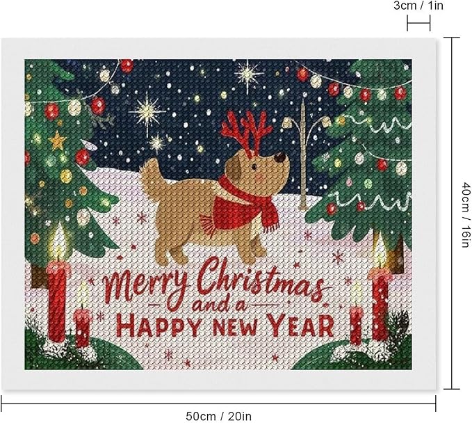 Diamond Painting Kits for Adults - Merry Christmas And Happy New Year Red Antlers & Scarf Painting DIY 5D Full Drill Diamond Dots Paintings with Diamonds Gem Art And Crafts Home Decor 16"x20"