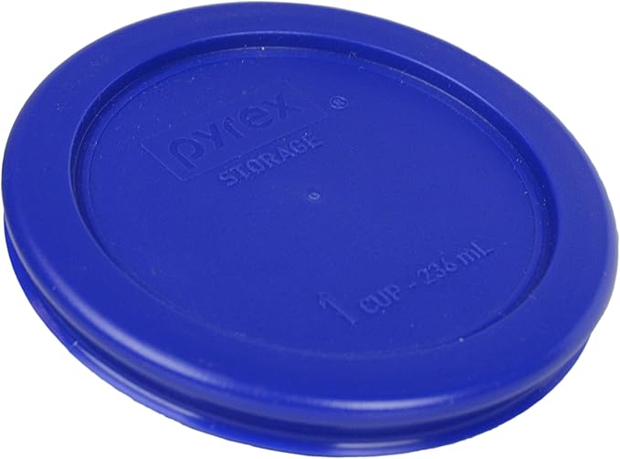 Pyrex 7202 1-Cup Glass Bowl & 7202-PC Cadet Blue Lid (4-Pack) - Made in USA