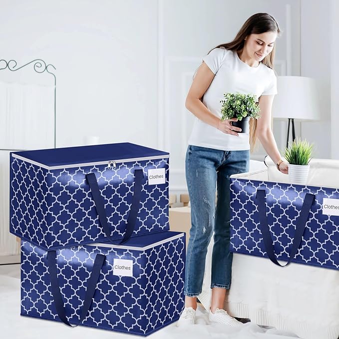 Fabspace Moving Bags, Extra Large Moving Supplies, Heavy Duty Storage Bags, Packing Bags with Reinforced Zippers & Handles, Collapsible Packing Boxes, Storage Totes for Moving, Packing, 125L, 4 Packs