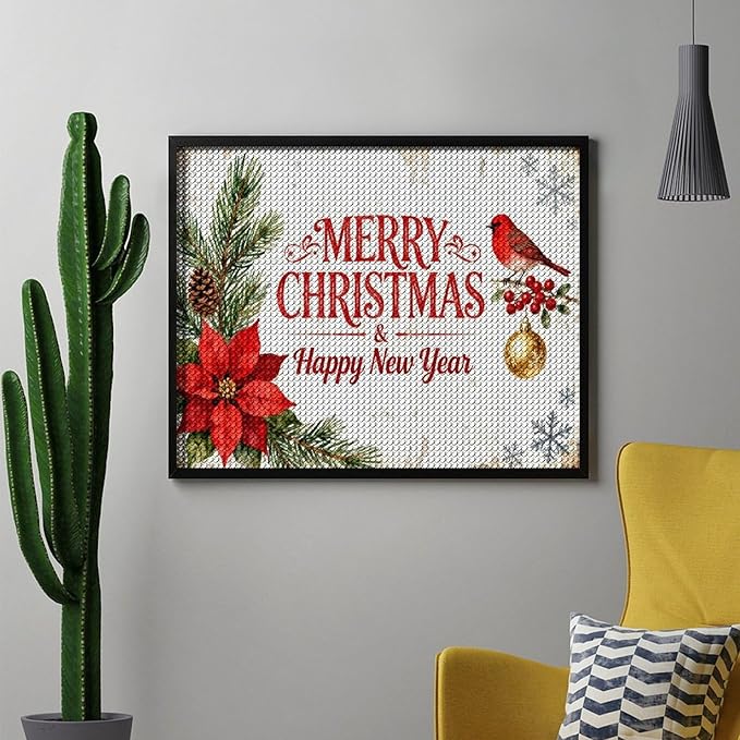 AIVKIEJK Diamond Painting Kits for Adults - Merry Christmas & Happy New Year Painting DIY 5D Full Drill Diamond Dots Paintings with Diamonds Gem Art and Crafts Home Decor 16"x20"