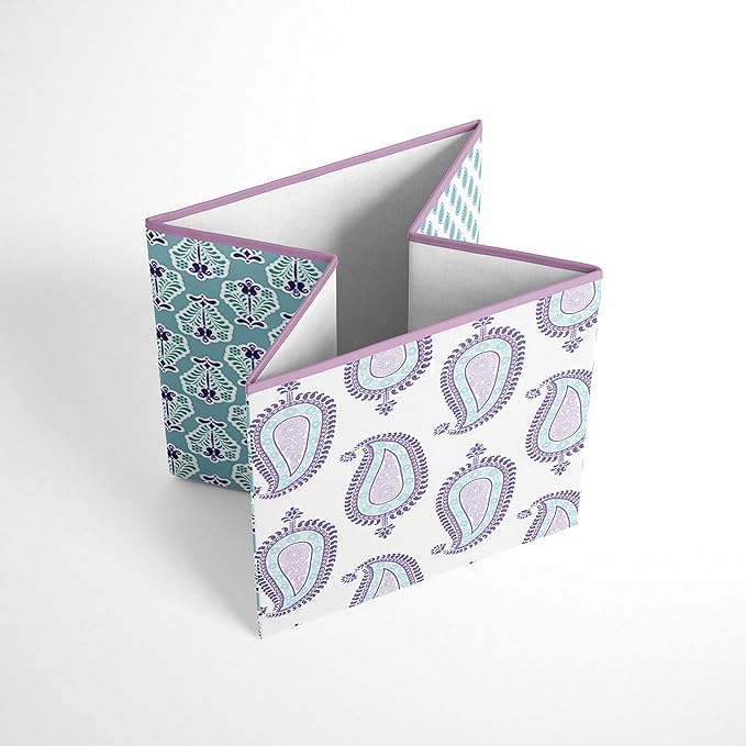 Bacati - Small Storage Tote Paisley Isabella Purple/Lilac/Aqua Girls 10 x 10 x 10 inches