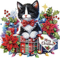 Xmas Gift Cat 5D Special Shape Diamond Art Kits for Beginners, Christmas Winter Theme Diamonds Painting Kits for Adults,DIY Crystal Rhinestones Diamond Paintings for Home Wall Decor 12×12Inch