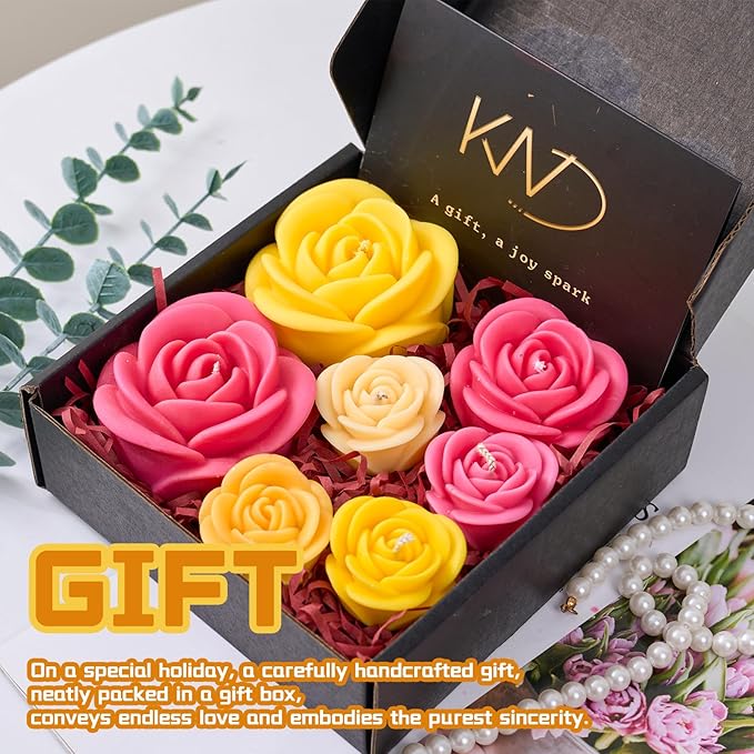 Rose Candle Making Kit with Candle Wicks Flower Silicone Mold for Candle Making Molds Set of Large + Medium + Small 3D Rose Molds DIY Handmade Soap Mould for Home Decor Valentine's Day Gift