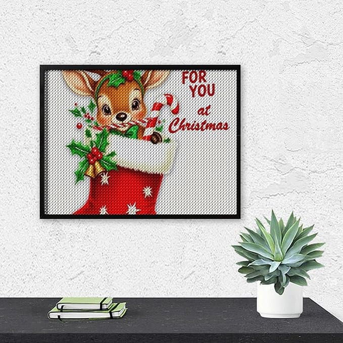 AIVKIEJK Diamond Painting Kits for Adults - Deer Sugar Bell Holiday Christmas Painting DIY 5D Full Drill Diamond Dots Paintings with Diamonds Gem Art and Crafts Home Decor 12"x16"