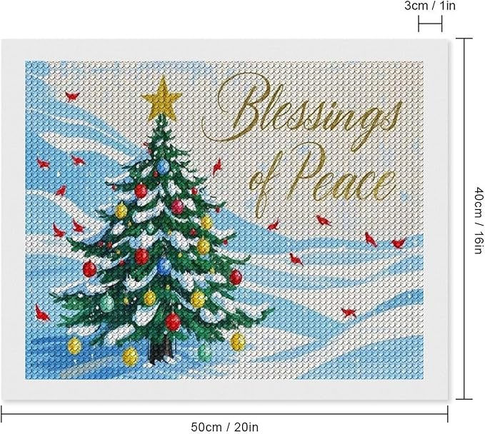 Diamond Painting Kits for Adults - Christmas Snowy Pine & Inspirational Blessings of Peace Painting DIY 5D Full Drill Diamond Dots Paintings with Diamonds Gem Art And Crafts Home Decor 16"x20"