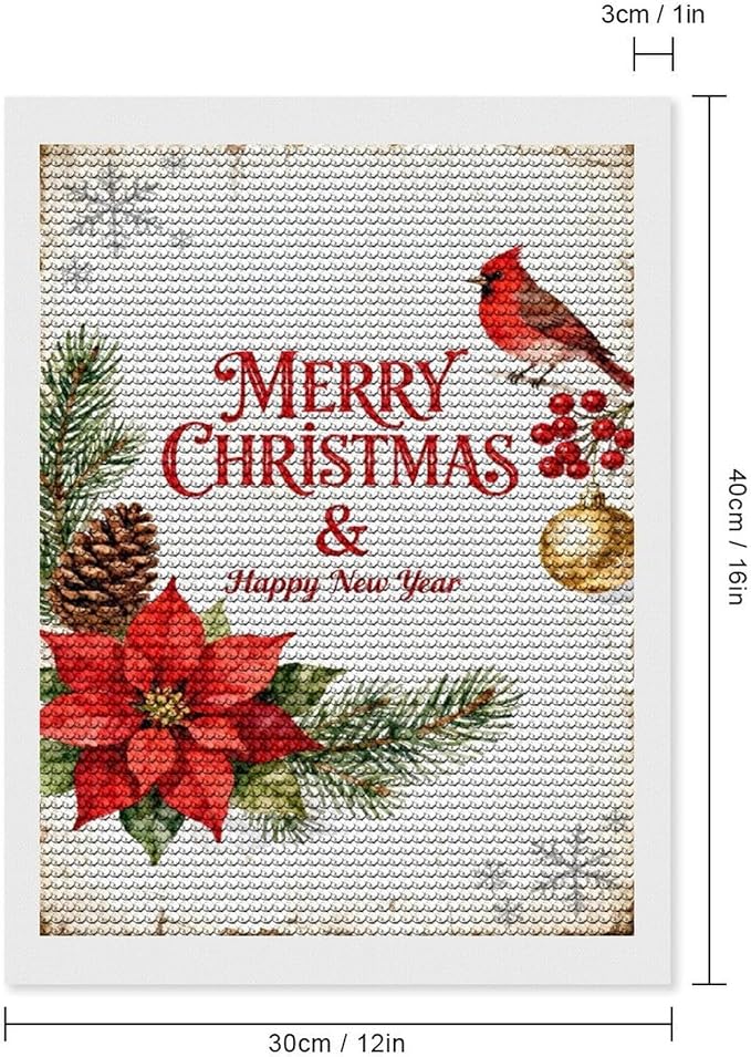 AIVKIEJK Diamond Painting Kits for Adults - Merry Christmas & Happy New Year Painting DIY 5D Full Drill Diamond Dots Paintings with Diamonds Gem Art and Crafts Home Decor 12"x16"
