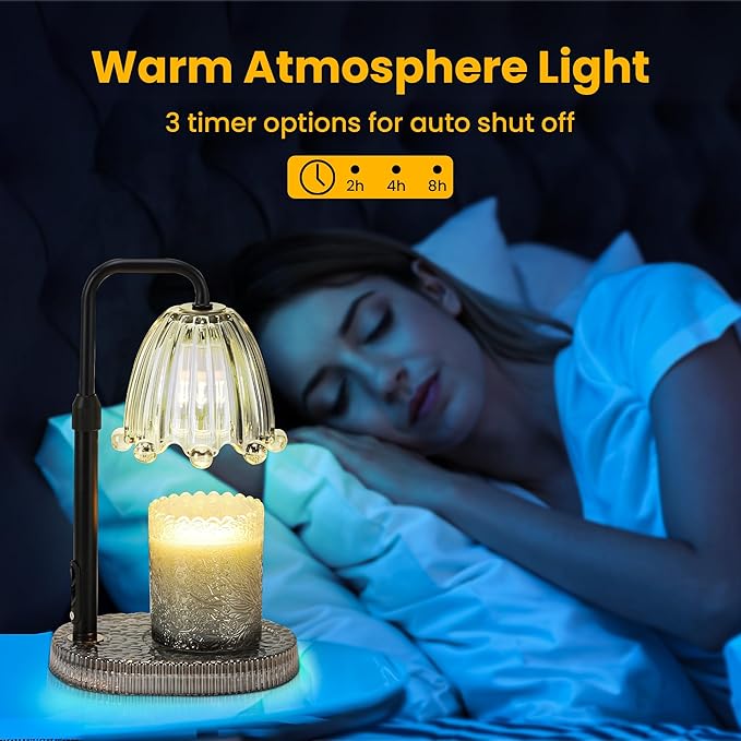 Candle Warmer Lamp with Timer - 6.3'' Dimmable Candle Lamp Warmer, Christmas Birthday Gift for Women & House Warming with Flameless Fragrance, Gray Lamp Warmer for Mom Gifts & Room Decor