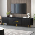 Amposei Modern TV Stand for up to 85-Inches TVs, Media Entertainment Center Console Cabinet with Storage for Living Room, Metal Legs, 78.7-Inch, Black