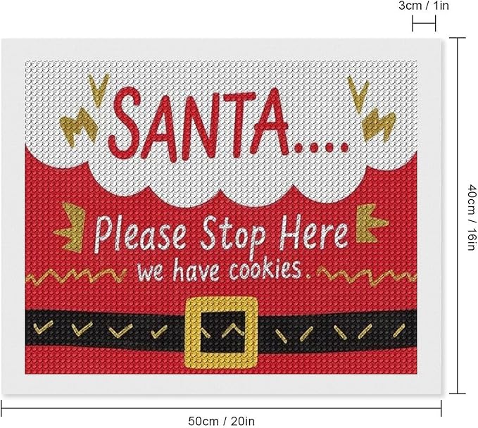 AIVKIEJK Diamond Painting Kits for Adults - Christmas Santa 'Please Stop Here' Painting DIY 5D Full Drill Diamond Dots Paintings with Diamonds Gem Art and Crafts Home Decor 16"x20"