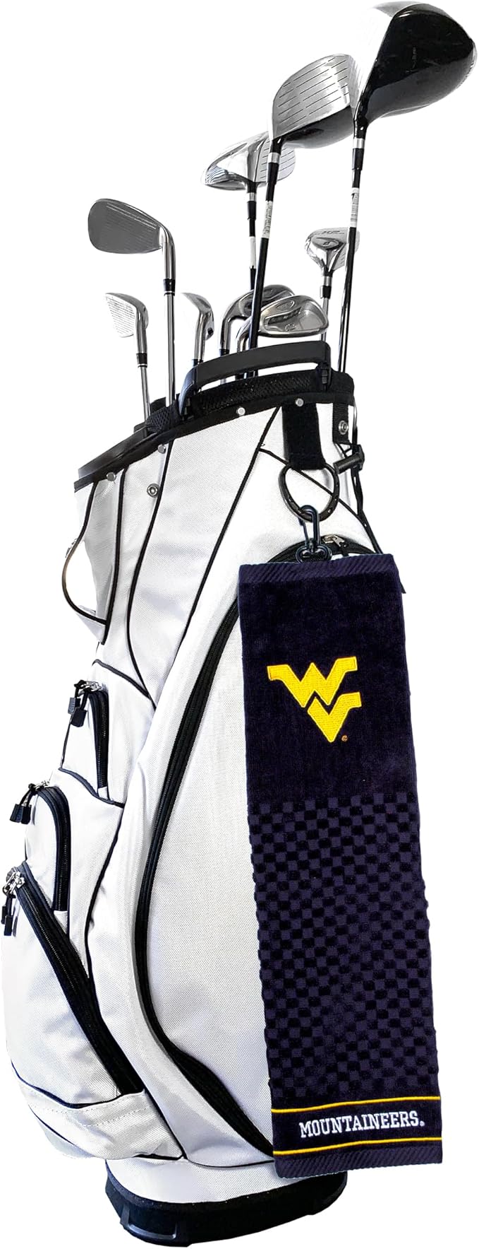 Team Golf NCAA West Virginia Mountaineers Embroidered Golf Towel Embroidered Golf Towel, Checkered Scrubber Design, Embroidered Logo