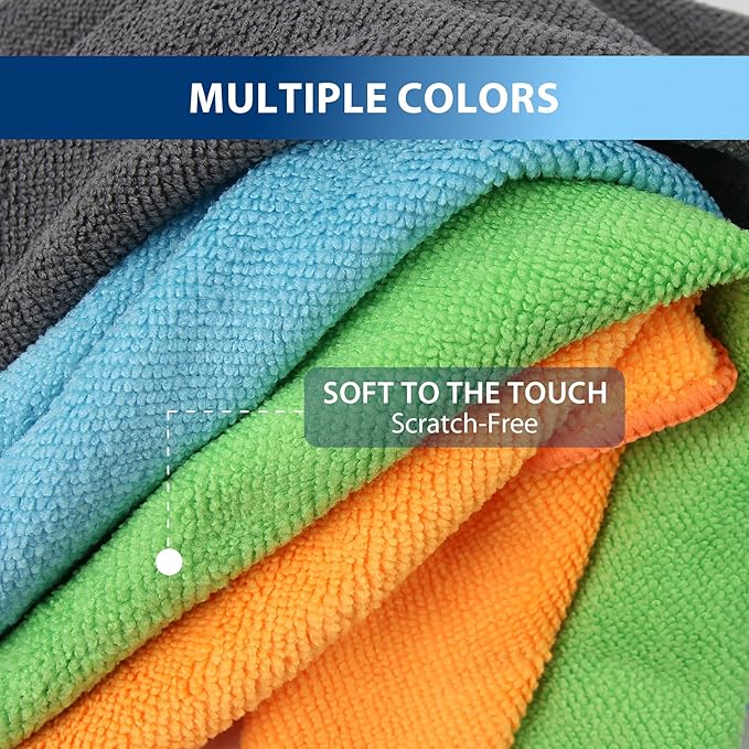 12 Pack Microfiber Cleaning Cloth 11.8x11.8inch - Streak-Free, Reusable Wipes for Glass, Kitchen, Car, Dusting - Absorbent & Lint-Free (Mixed Color 04, 11.8 x 11.8 inch)