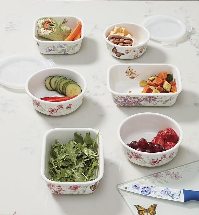 Lenox 824646 Butterfly Meadow Serve & Store Container, Small Container 6.25" D x 2.75" H (Pack of 12)