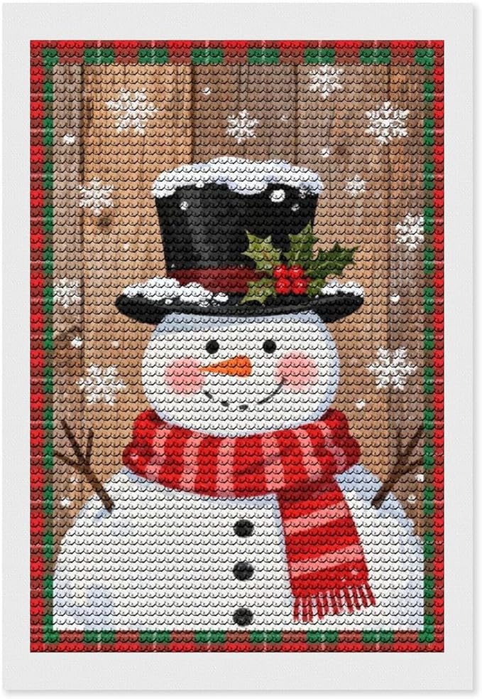 AIVKIEJK Diamond Painting Kits for Adults - Festive Snowman Red Scarf Painting DIY 5D Full Drill Diamond Dots Paintings with Diamonds Gem Art and Crafts Home Decor 8"x12"
