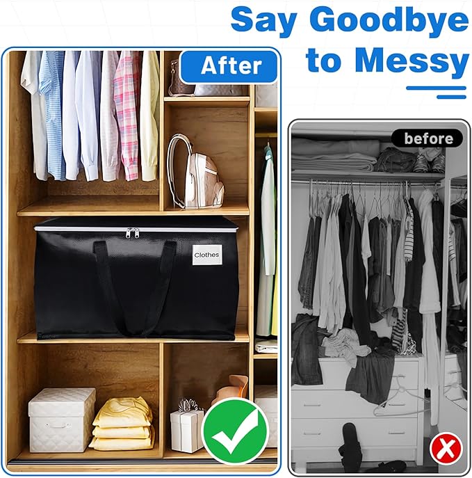 StorageRight Large Moving Bags Heavy Duty Storage Totes for Storage,Packing & Moving Collapsible Moving Supplies with Large Capacity, Reinforced Zippers and Handles, 88L, 10 Packs
