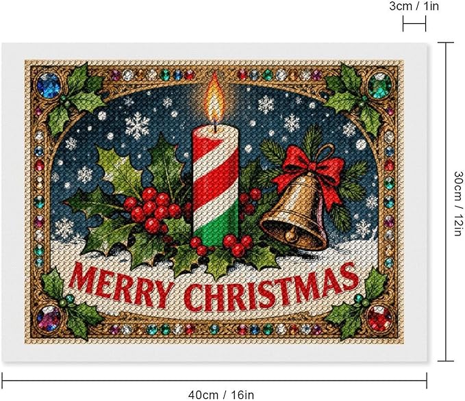 AIVKIEJK Diamond Painting Kits for Adults - Merry Christmas Candle & Holly Accents Painting DIY 5D Full Drill Diamond Dots Paintings with Diamonds Gem Art and Crafts Home Decor 12"x16"